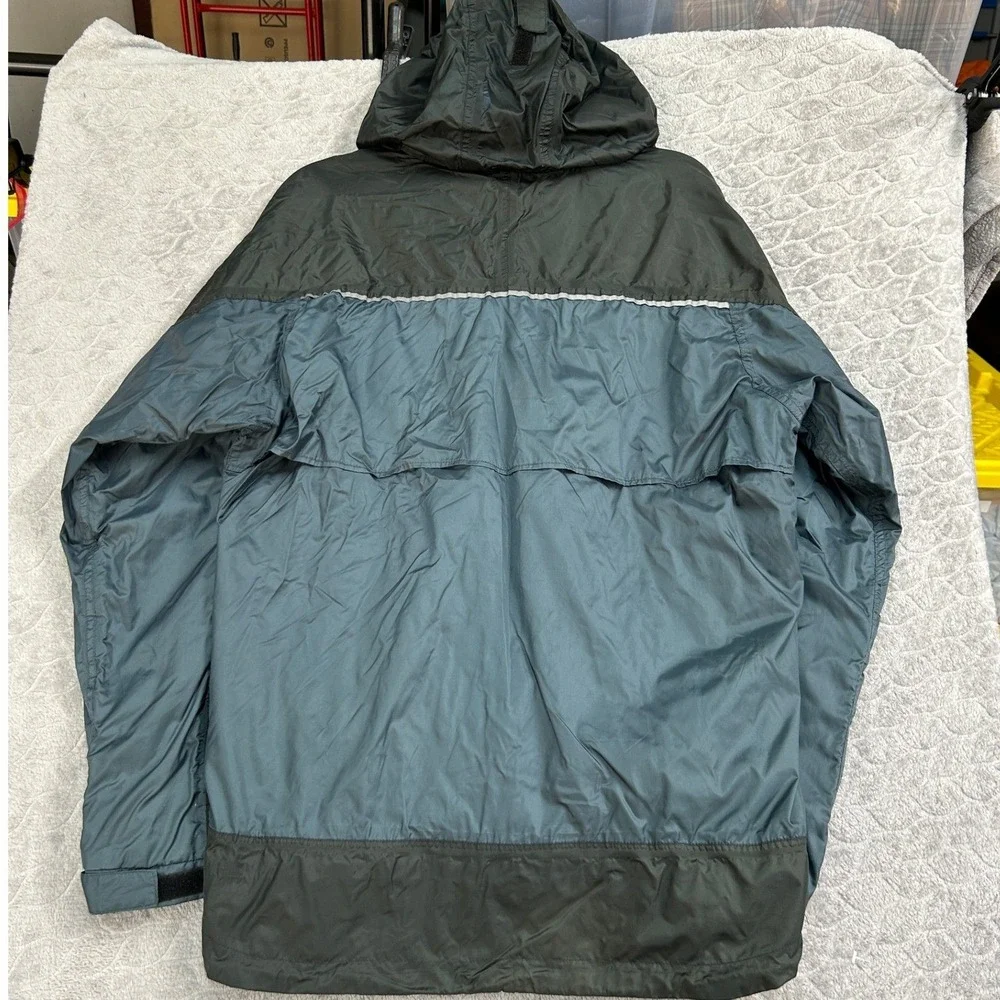 Viking Windigo Packable Rain Jacket‎ Mens Large Blue Black Hooded Windbreaker L